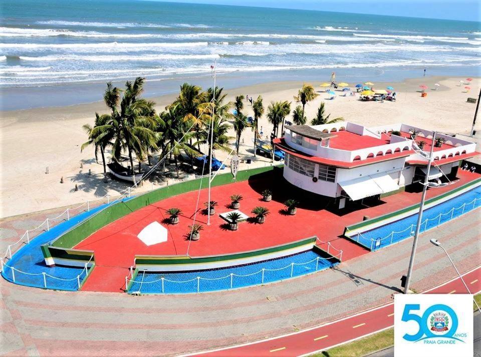 Apto Pe Na Areia Com Vista Para O Mar E Wifi Praia Grande Dış mekan fotoğraf